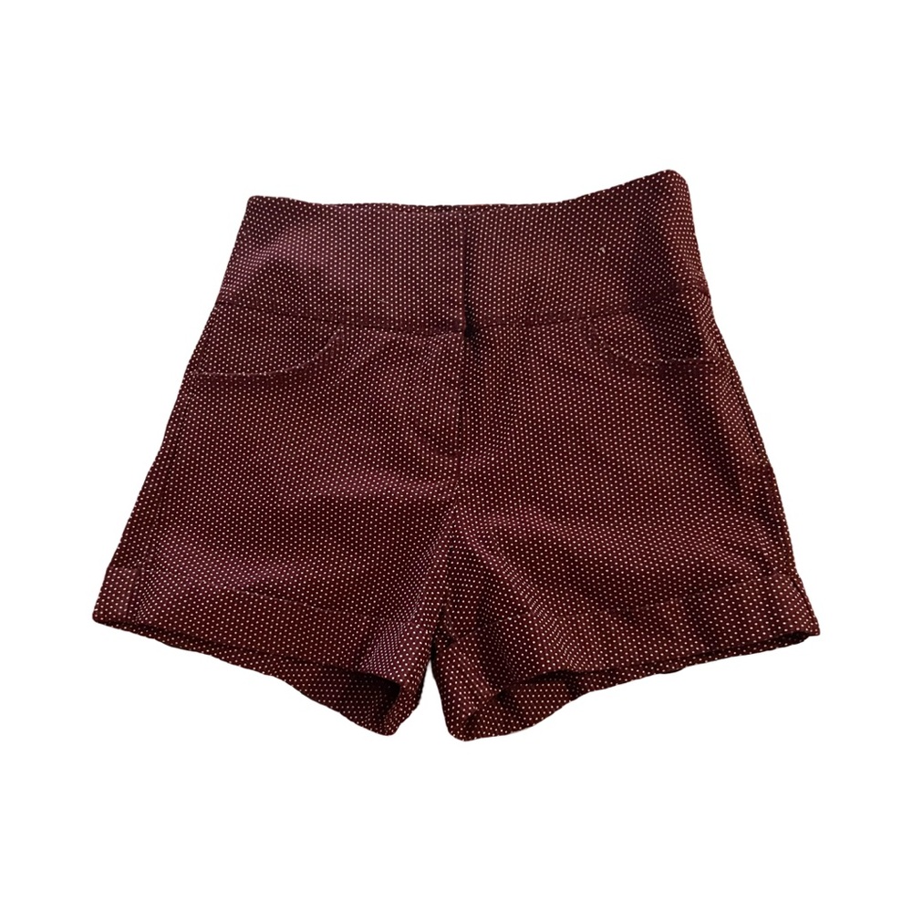 Stylish Burgundy Polka Dot High Waist Shorts